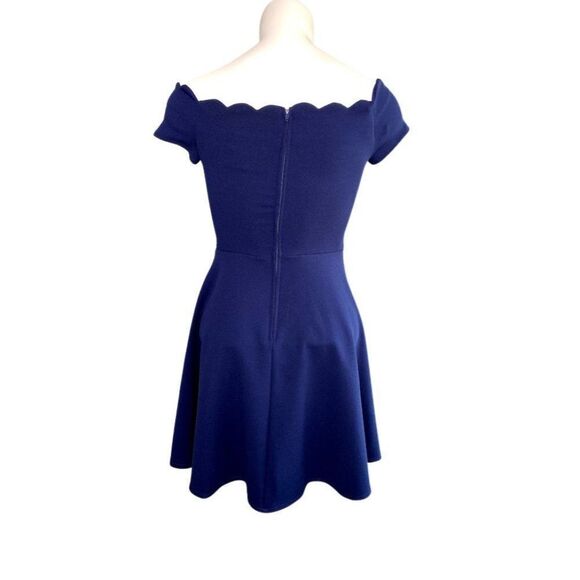 B Darlin A-Line Dress 9 Medium Blue Juniors'‎ Off-The-Shoulder NEW - Picture 2 of 13